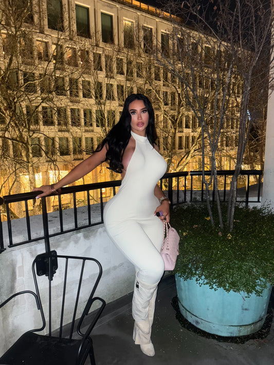 TORI backless high neck jumpsuit